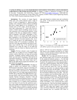 V Xanes in Spinels As an Oxy-Barometer in Meteorites with Implications for Redox Variations in the Inner Solar System