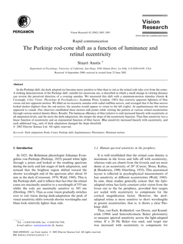 The Purkinje Rod-Cone Shift As a Function of Luminance and Retinal Eccentricity