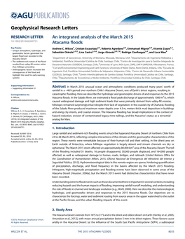 An Integrated Analysis of the March 2015 Atacama Floods