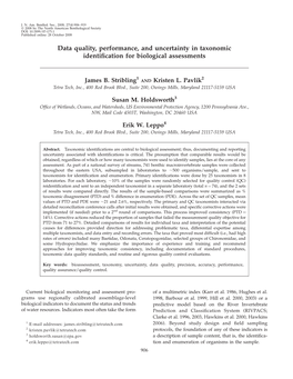 Data Quality, Performance, and Uncertainty in Taxonomic Identification for Biological Assessments