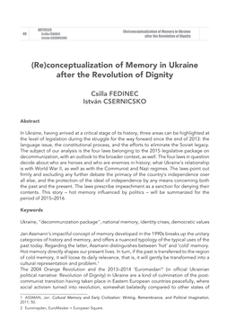 (Re)Conceptualization of Memory in Ukraine After the Revolution of Dignity