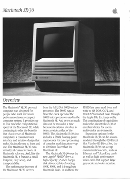 Macintosh SE/30 Overview