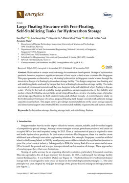 Large Floating Structure with Free-Floating, Self-Stabilizing Tanks for Hydrocarbon Storage