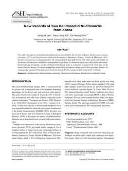 New Records of Two Dendronotid Nudibranchs from Korea