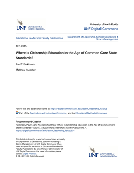 Where Is Citizenship Education in the Age of Common Core State Standards?