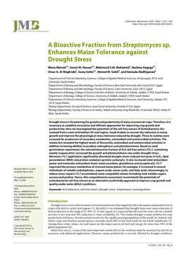 A Bioactive Fraction from Streptomyces Sp. Enhances Maize Tolerance Against Drought Stress