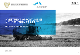 Investment Opportunities in the Russian Far East Sector: Agriculture