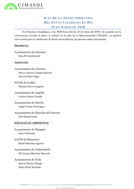 Ayuntamiento De Cifuentes Ayuntamiento De Cifuentes EATIM De Gualda Ayuntamiento De Cogollor Ayuntamiento De Henche Ayuntamiento