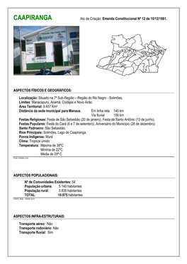 CAAPIRANGA Ato De Criação: Emenda Constitucional Nº 12 De 10/12/1981