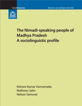The Nimadi-Speaking People of Madhya Pradesh a Sociolinguistic Profile