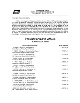 Province of Nueva Vizcaya Municipality of Aritao