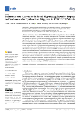 Inflammasome Activation-Induced Hypercoagulopathy