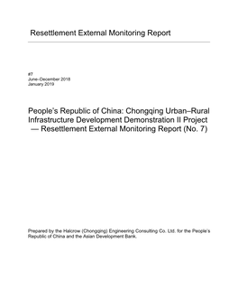 Chongqing Urban–Rural Infrastructure Development Demonstration II Project — Resettlement External Monitoring Report (No