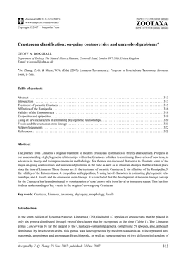 Zootaxa,Crustacean Classification