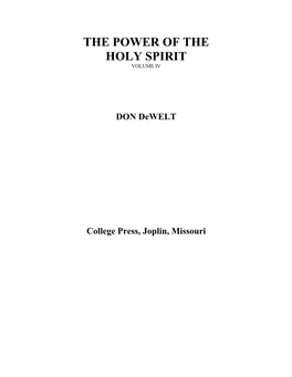 THE POWER of the HOLY SPIRIT Volume 4