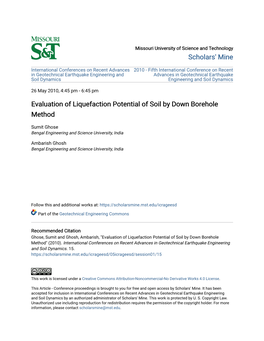 Evaluation of Liquefaction Potential of Soil by Down Borehole Method