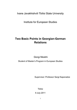 Two Basic Points in Georgian-German Relations