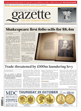 Shakespeare First Folio Sells for $8.4M – the Oldest Undergraduate by Alex Capon College for Women in the Western US, Founded in 1852