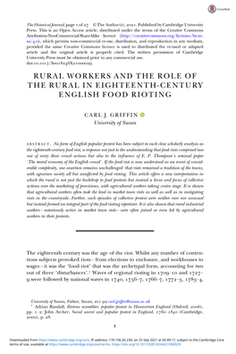 Rural Workers and the Role of the Rural in Eighteenth-Century English Food Rioting