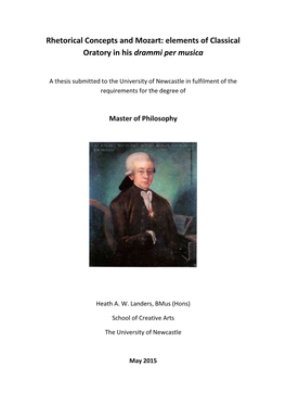 Rhetorical Concepts and Mozart: Elements of Classical Oratory in His Drammi Per Musica