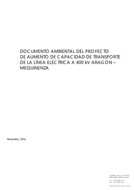 Proyecto De Aumento De Capacidad De Transporte De La L. 400 Kv Aragón-Mequinenza