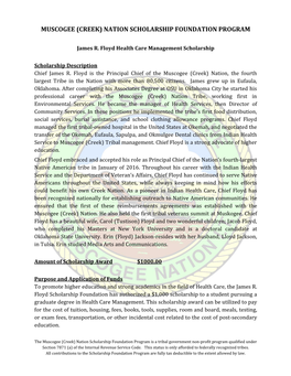 Muscogee (Creek) Nation Scholarship Foundation Program