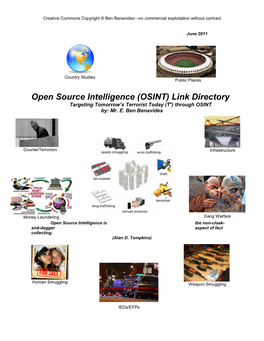 Open Source Intelligence (OSINT) Link Directory Targeting Tomorrow’S Terrorist Today (T4) Through OSINT By: Mr