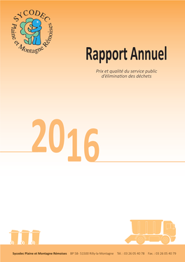 Rapport Annuel Prix Et Qualité Du Service Public D’Élimina� on Des Déchets 2016