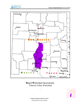 Rapid Watershed Assessment Tularosa Valley Watershed