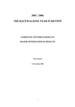 2005 / 2006 the Racewalking Year in Review