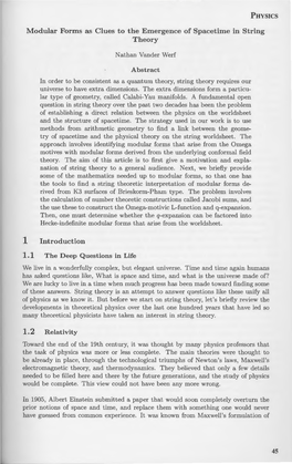 O Modular Forms As Clues to the Emergence of Spacetime in String