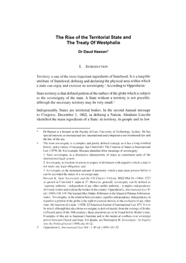 The Rise of the Territorial State and the Treaty of Westphalia