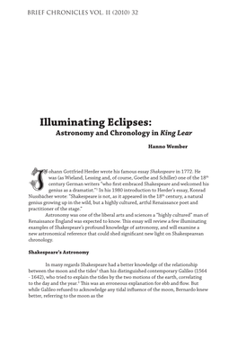 Illuminating Eclipses: Astronomy and Chronology in King Lear