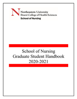 School of Nursing Graduate Student Handbook 2020-2021