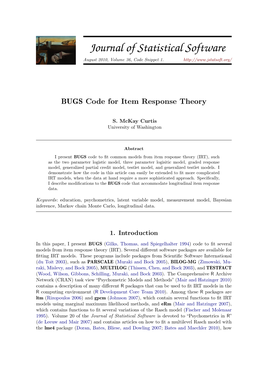 BUGS Code for Item Response Theory