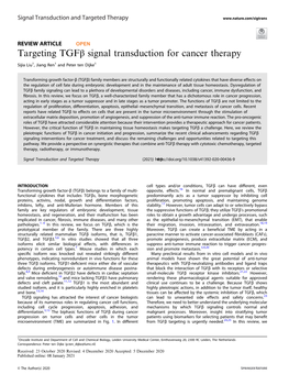 Targeting Tgfβ Signal Transduction for Cancer Therapy