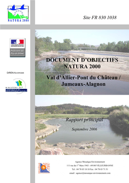 DOCUMENT D'objectifs NATURA 2000 Val D'allier-Pont Du Château