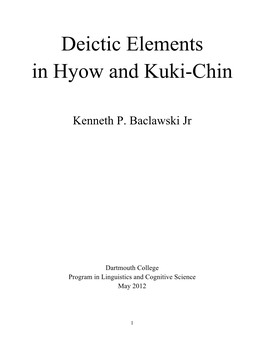 Deictic Elements in Hyow and Kuki-Chin