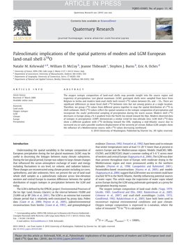 Paleoclimatic Implications of the Spatial Patterns of Modern and LGM European Land-Snail Shell Δ18o