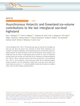 Asynchronous Antarctic and Greenland Ice-Volume Contributions to the Last Interglacial Sea-Level Highstand