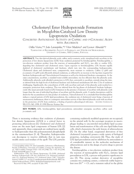 Cholesteryl Ester Hydroperoxide Formation in Myoglobin-Catalyzed
