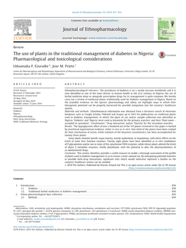 The Use of Plants in the Traditional Management of Diabetes in Nigeria: Pharmacological and Toxicological Considerations