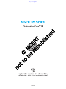 MATHEMATICS Textbook for Class VIII