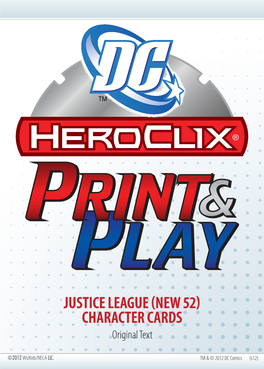 JUSTICE LEAGUE (NEW 52) CHARACTER CARDS Original Text