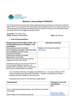 Member's Annual Report 2018/2019