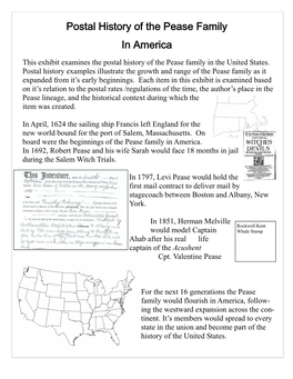 Postal History of the Pease Family in America