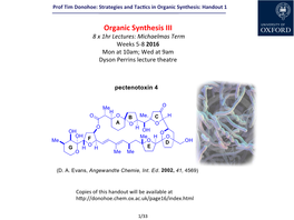 Organic Synthesis: Handout 1