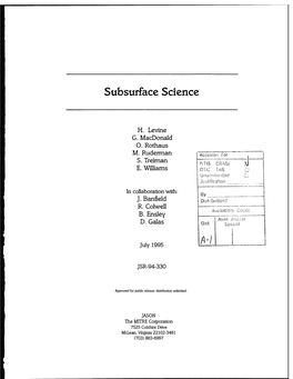 Subsurface Science