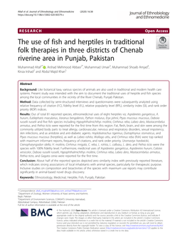 The Use of Fish and Herptiles in Traditional Folk Therapies in Three