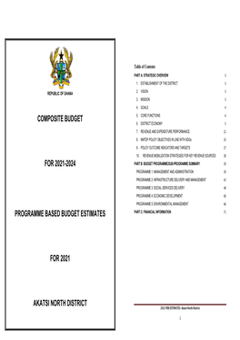 AKATSI NORTH DISTRICT 2021 PBB ESTIMATES- Akatsi North District